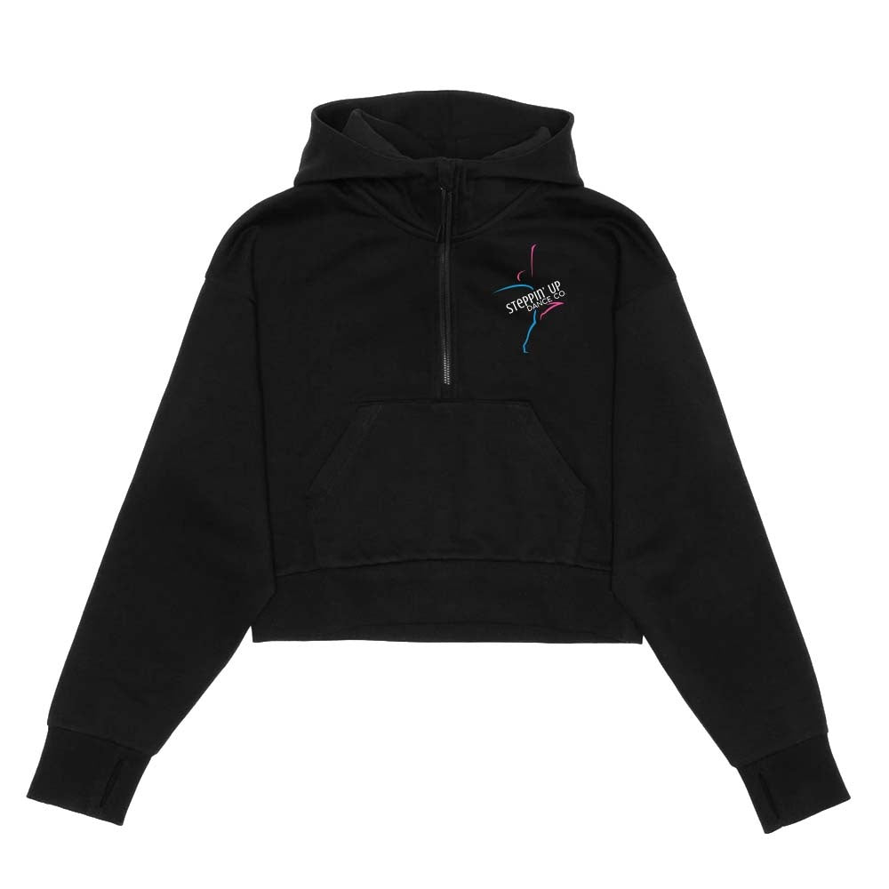 Steppin' Up Dance Adult Cropped Drop Shoulder 1/2 Zip Hoodie
