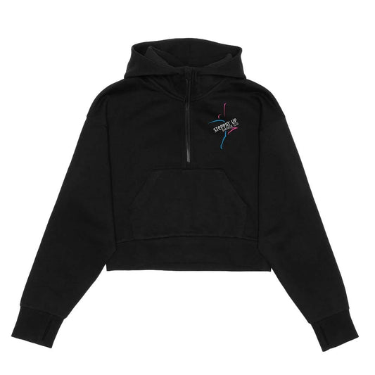 Steppin' Up Dance Adult Cropped Drop Shoulder 1/2 Zip Hoodie