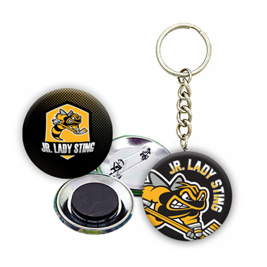 Jr Lady Sting Buttons, Magnets, Keychains