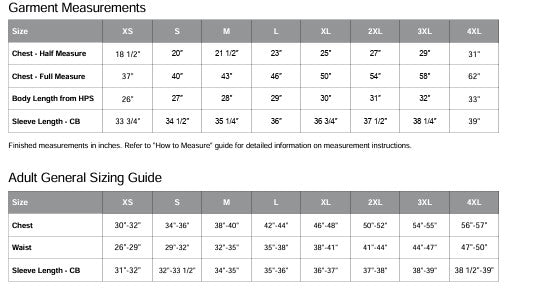 Unisex Sizing Chart