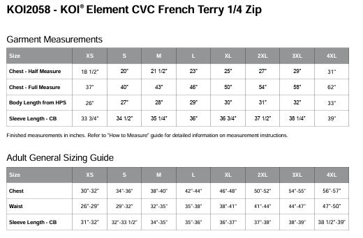 Unisex Sizing Chart