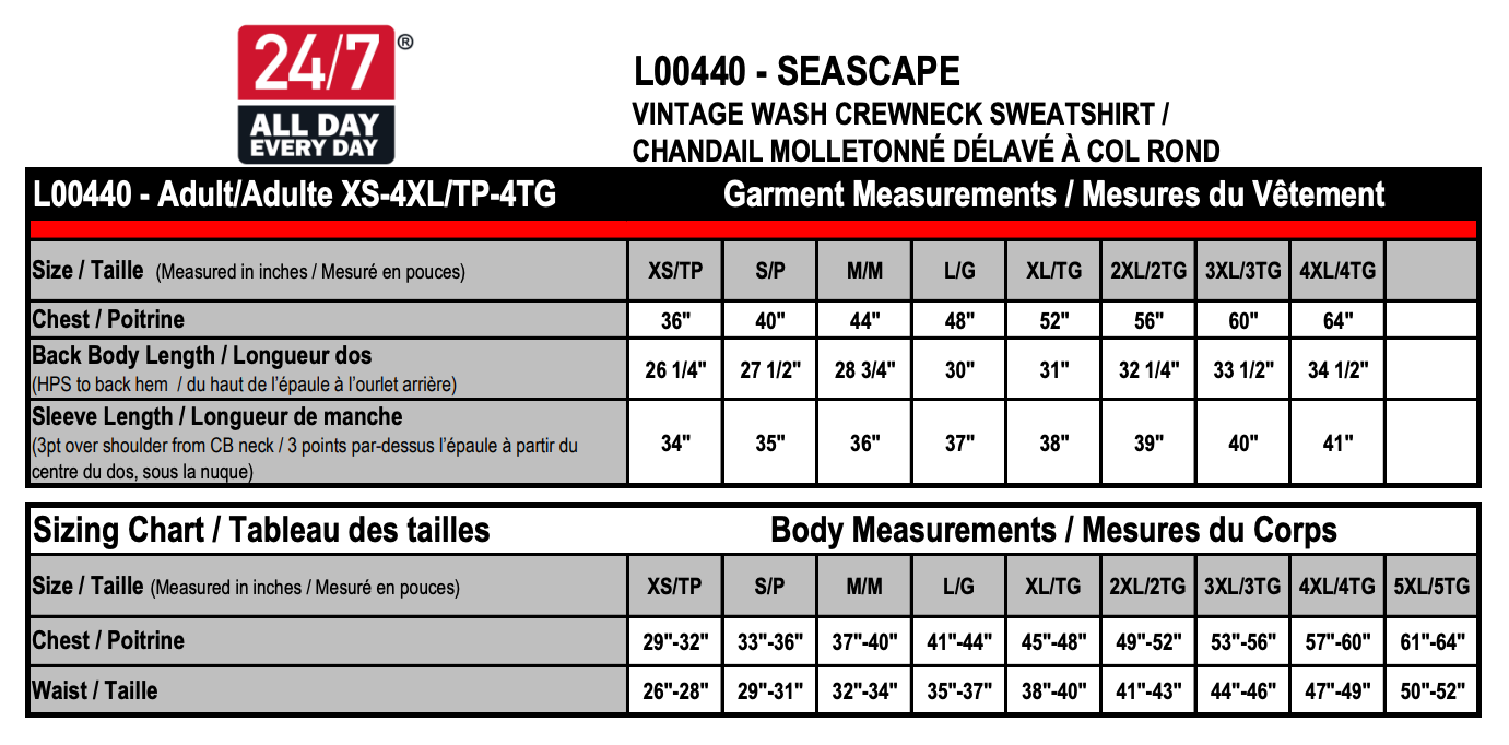Unisex Sizing Chart