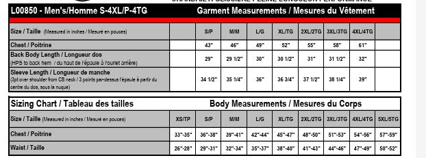 Unisex Sizing Chart