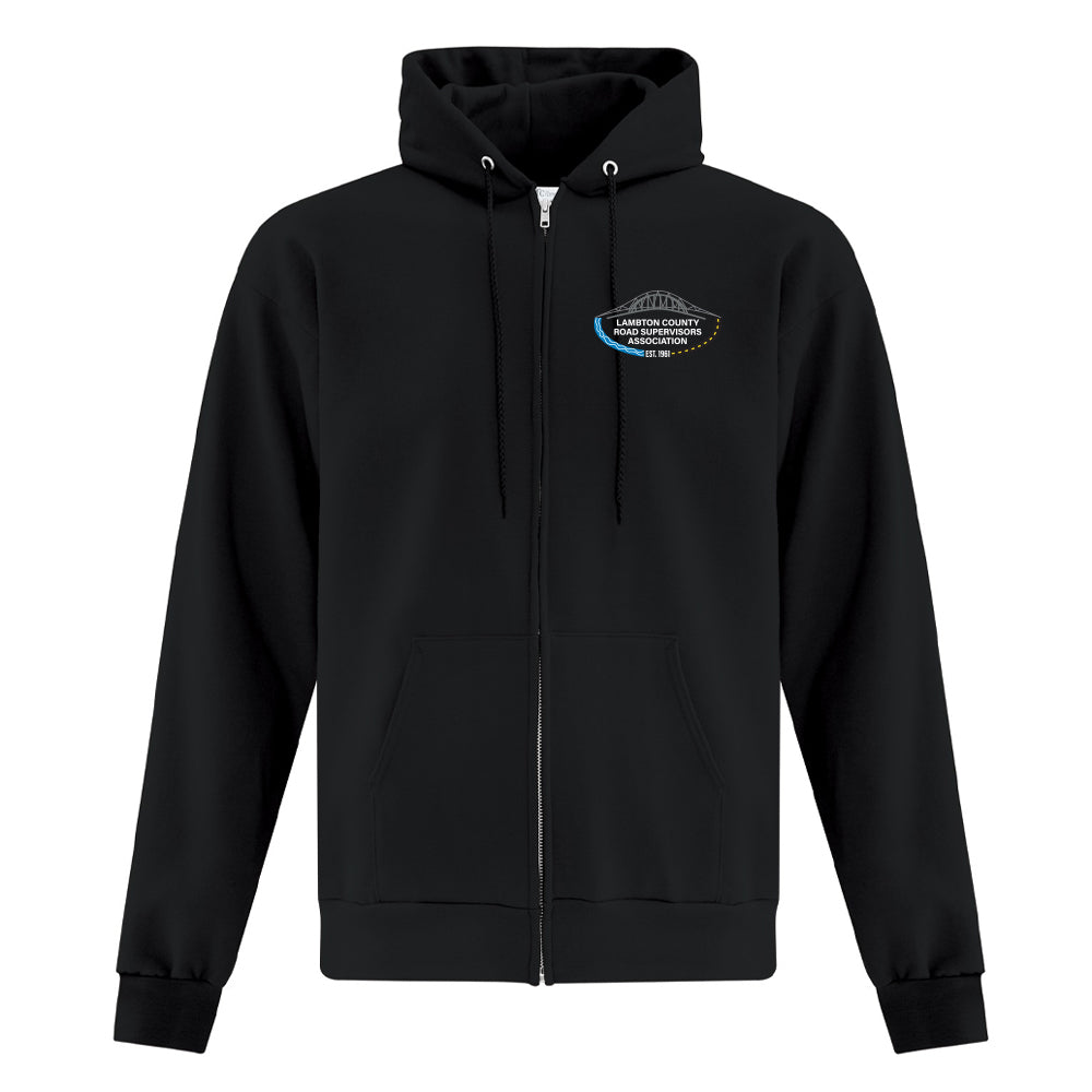 Lambton County Road Supervisors Adult Fleece Full Zip Hooded Sweatshirt