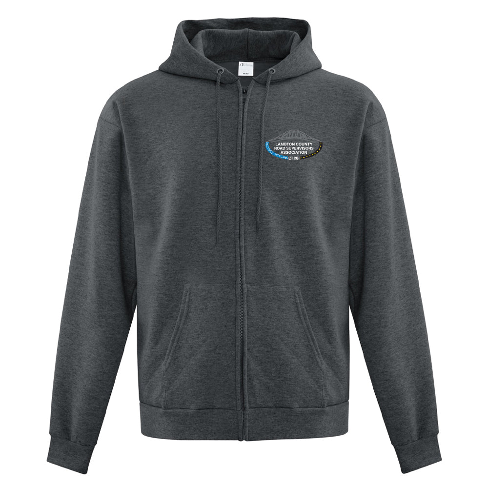 Lambton County Road Supervisors Adult Fleece Full Zip Hooded Sweatshirt