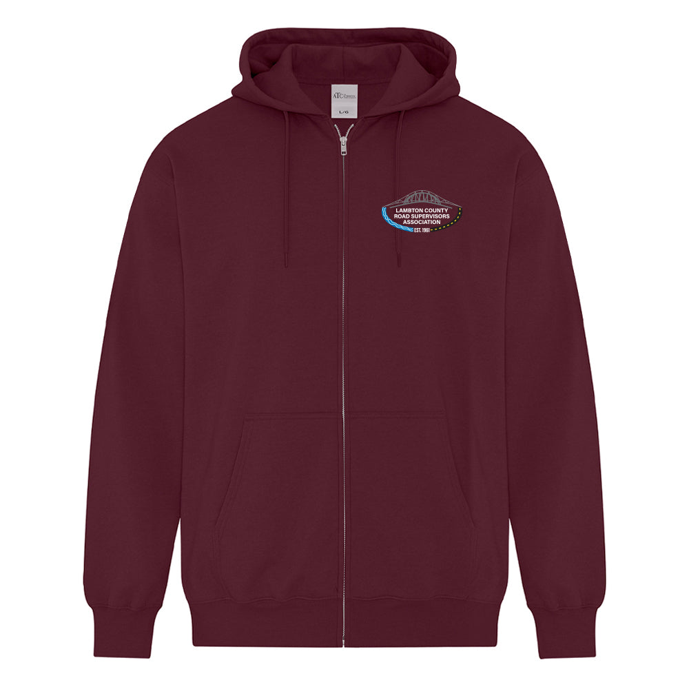 Lambton County Road Supervisors Adult Fleece Full Zip Hooded Sweatshirt