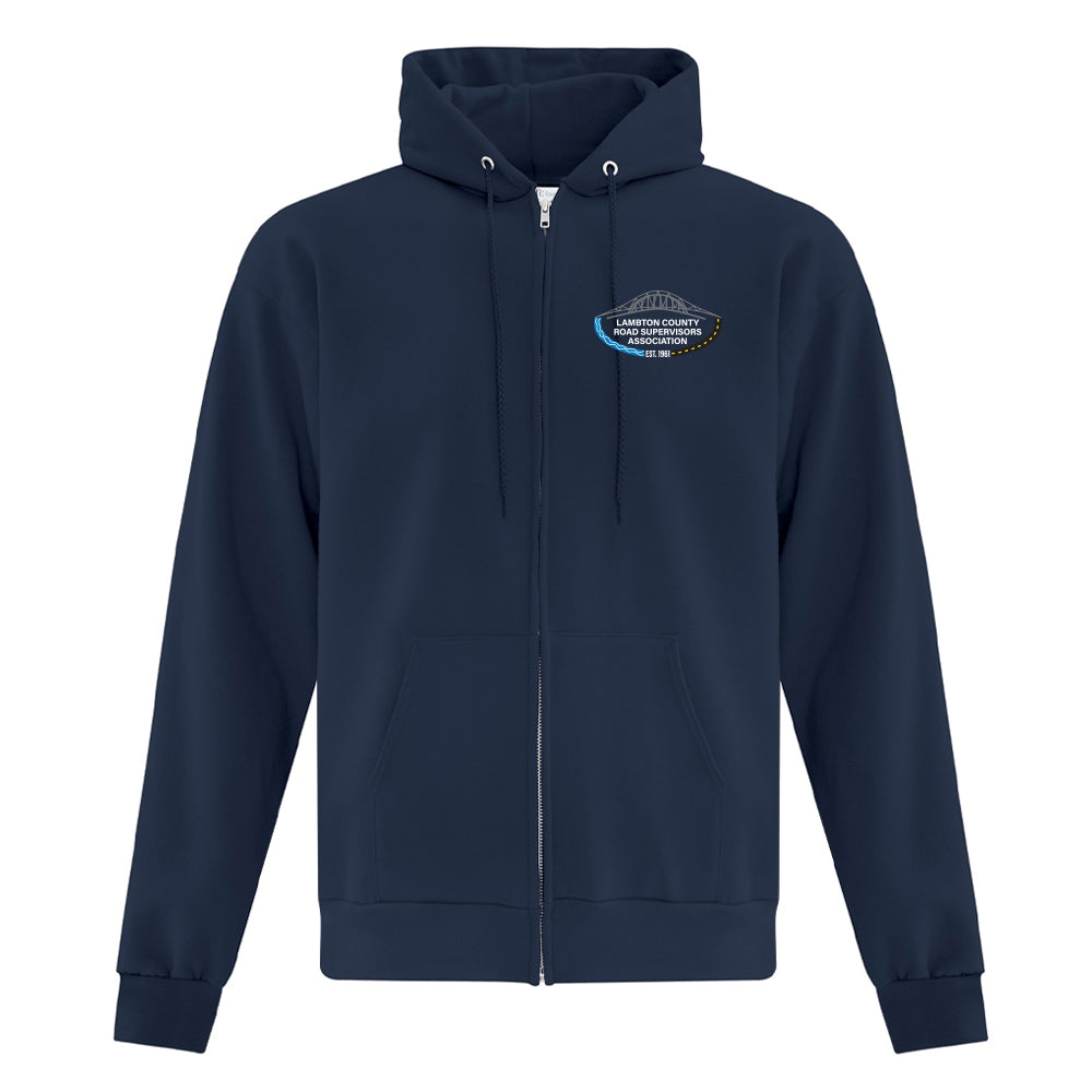 Lambton County Road Supervisors Adult Fleece Full Zip Hooded Sweatshirt