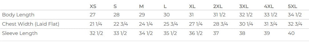 Unisex Sizing Chart