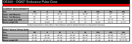 Men's Sizing Chart