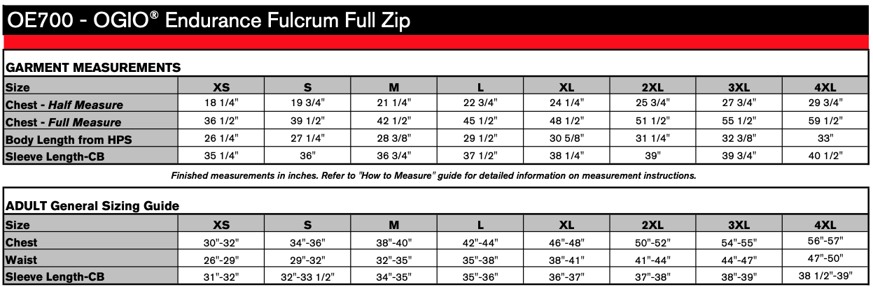 Men's Sizing Chart