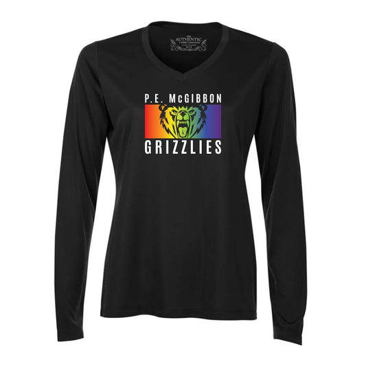 PE McGibbon Ladies' Pro Team Long Sleeve V-Neck
