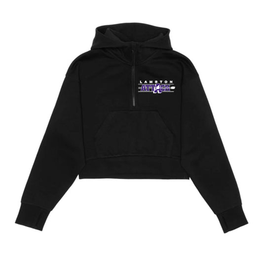 Lambton Attack Adult Cropped Drop Shoulder 1/2 Zip Hoodie