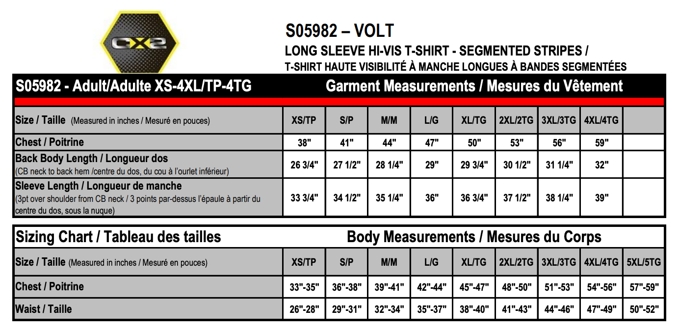 Unisex Sizing Chart