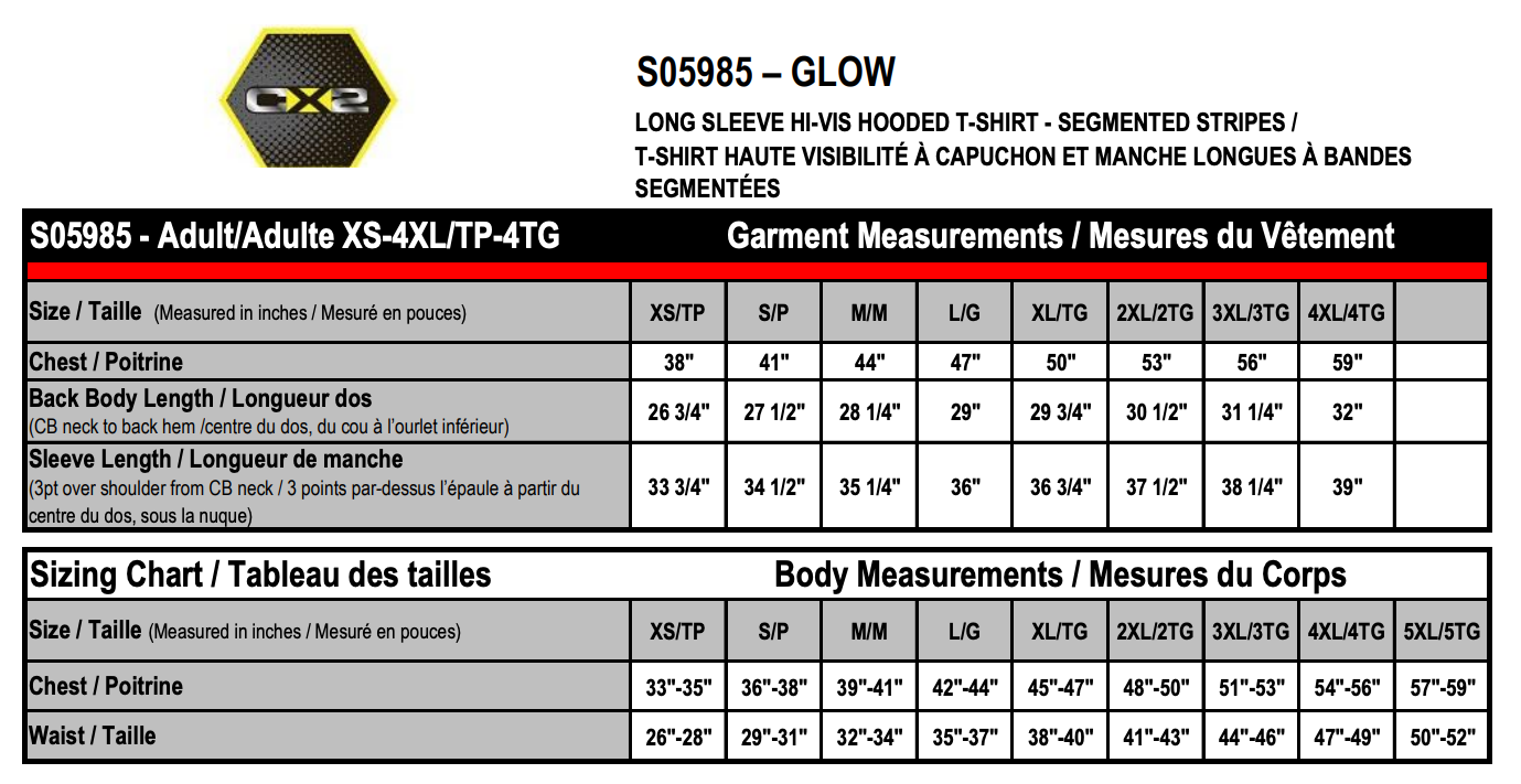 Unisex Sizing Chart