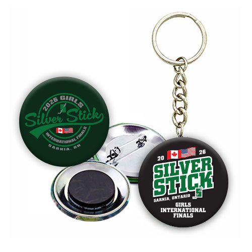 Girls Silver Stick 2026 Buttons, Magnets & Keychains
