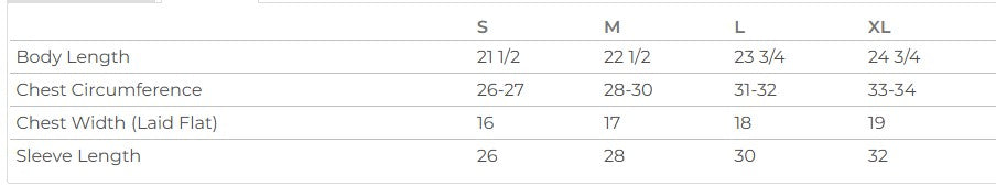 Youth Sizing Chart