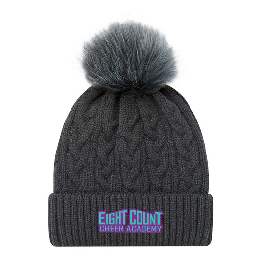 Eight Count Cheer Faux Fur Pom Pom Cuff Toque