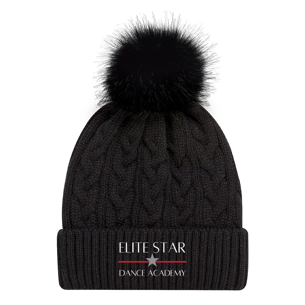Elite Star Dance Faux Fur Pom Pom Cuff Toque