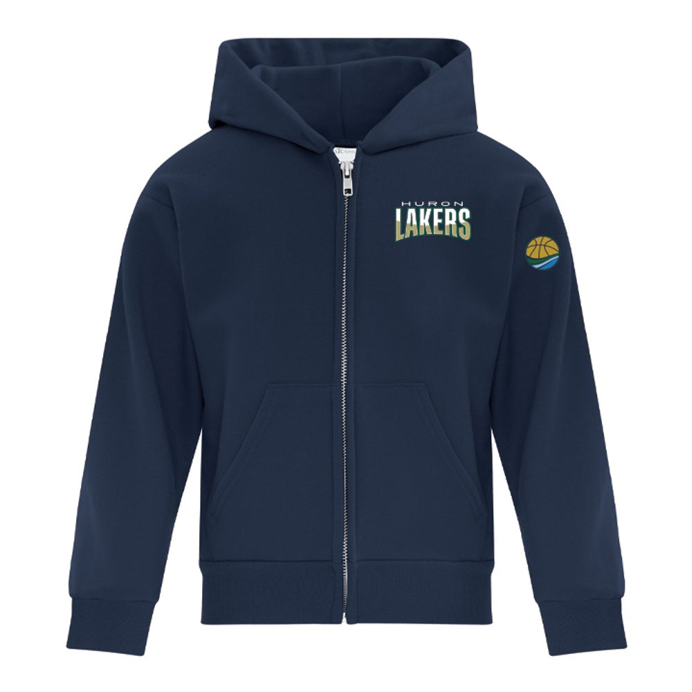 Huron Lakers Youth Everyday Fleece Full Zip Hooded Sweatshirt