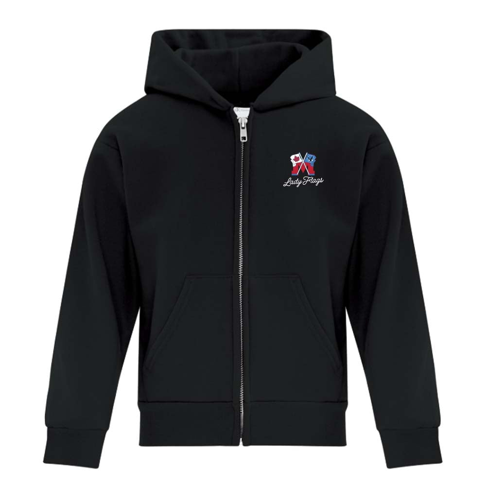 Mooretown Lady Flags Youth Fleece Full Zip Hooded Sweatshirt