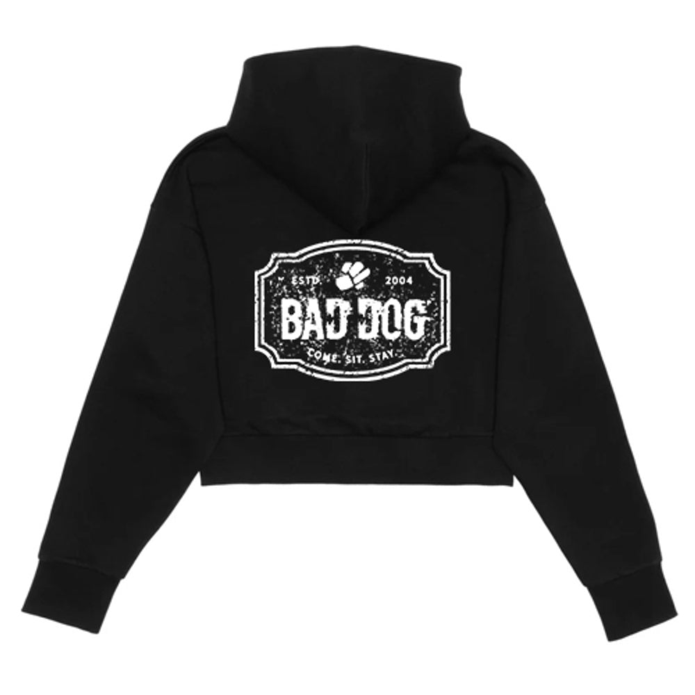 Bad Dog Adult Cropped Drop Shoulder 1/2 Zip Hoodie
