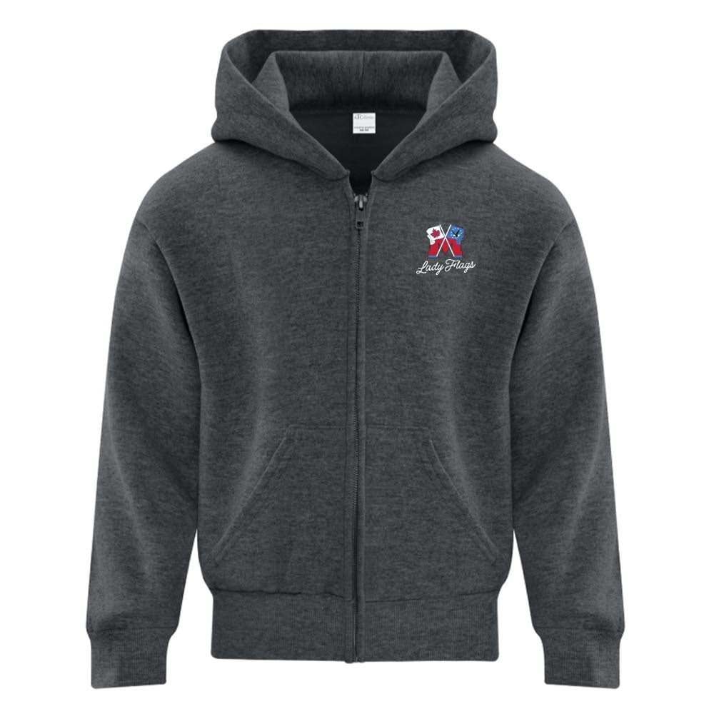 Mooretown Lady Flags Youth Fleece Full Zip Hooded Sweatshirt