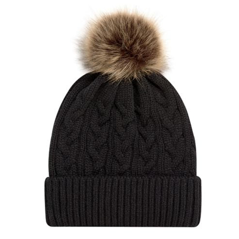 ACRYLIC CUFF POM POM TOQUE