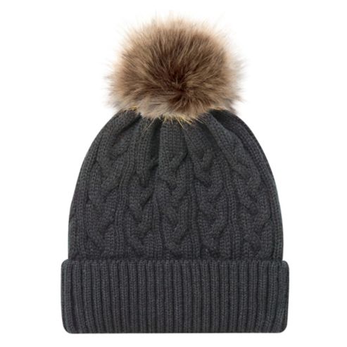 ACRYLIC CUFF POM POM TOQUE