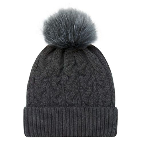 ACRYLIC CUFF POM POM TOQUE