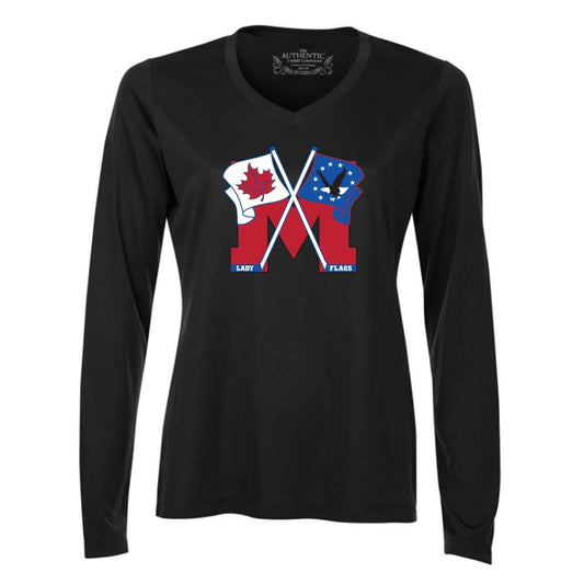 Mooretown Lady Flags Ladies' Pro Team Long Sleeve V-Neck