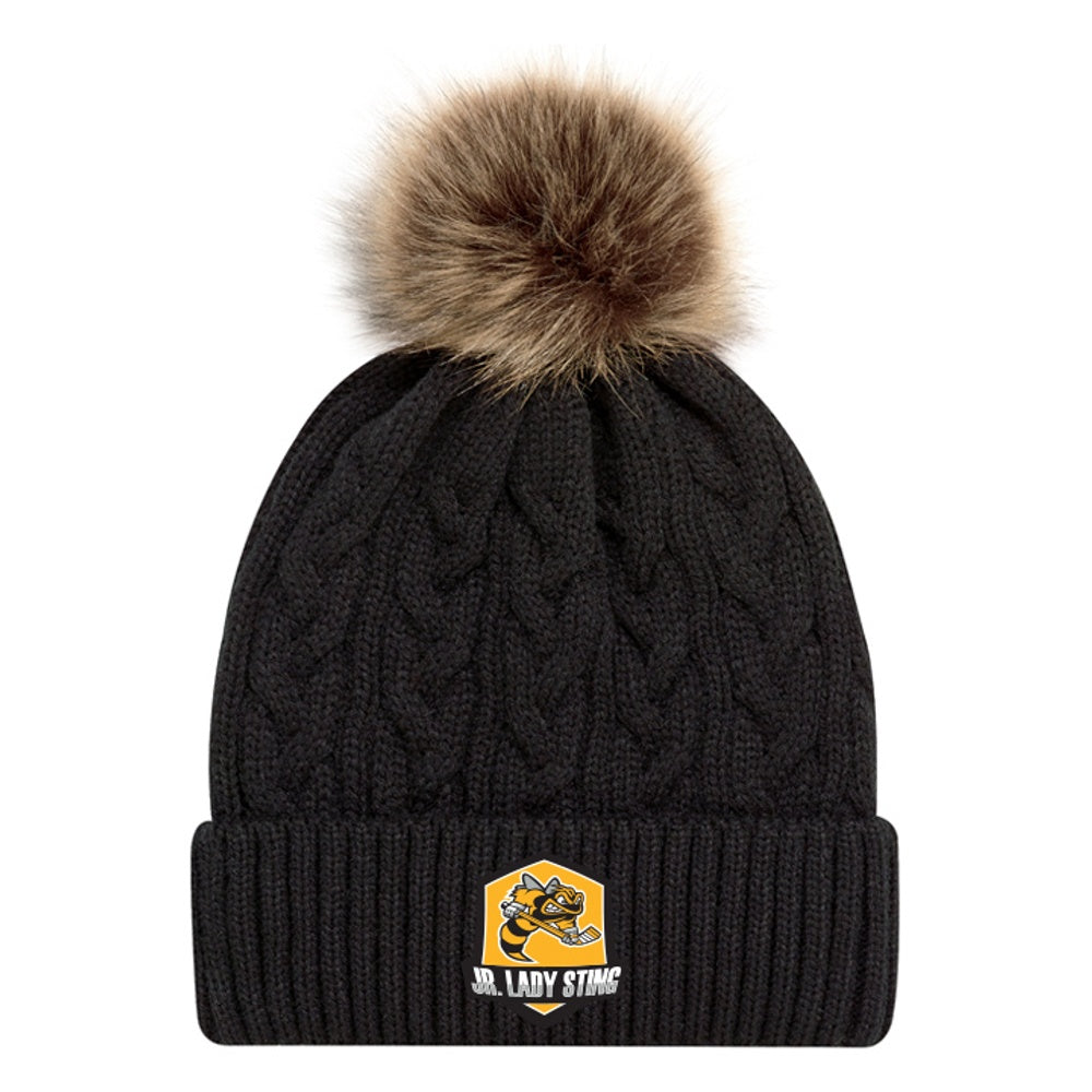 Jr Lady Sting Faux Fur Pom Pom Cuff Toque