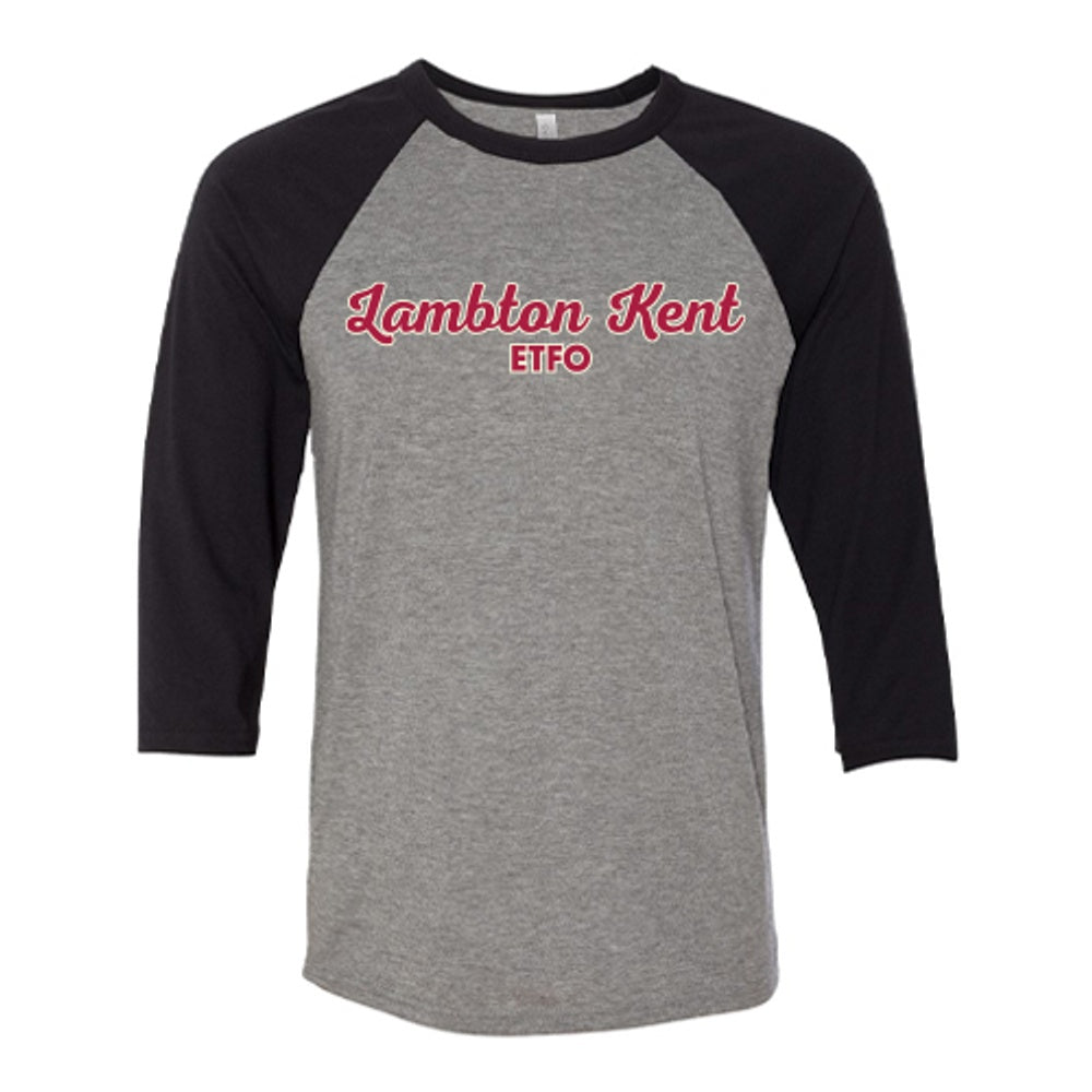 Lambton Kent ETFO Adult Three-Quarter Sleeve Baseball Tee