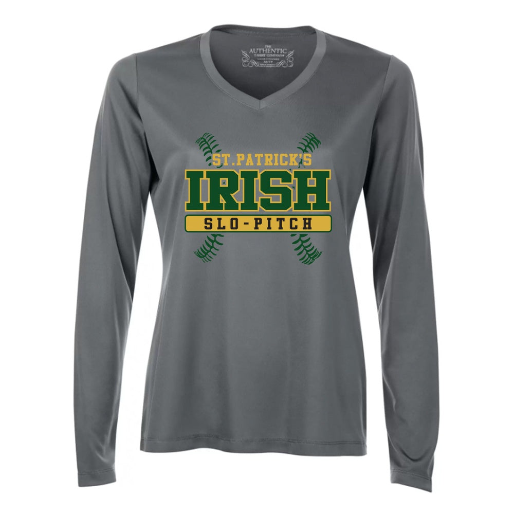 St Pats Slo-Pitch Ladies' Pro Team Long Sleeve V-Neck T-Shirt
