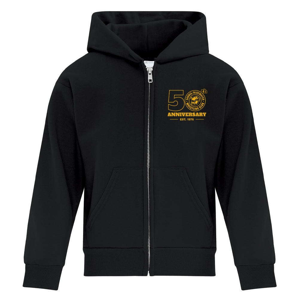 Sarnia Bluewater Wrestling Youth Fleece Full Zip Hooded Sweatshirt