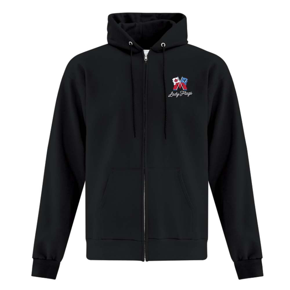 Mooretown Lady Flags Adult Fleece Full Zip Hooded Sweatshirt
