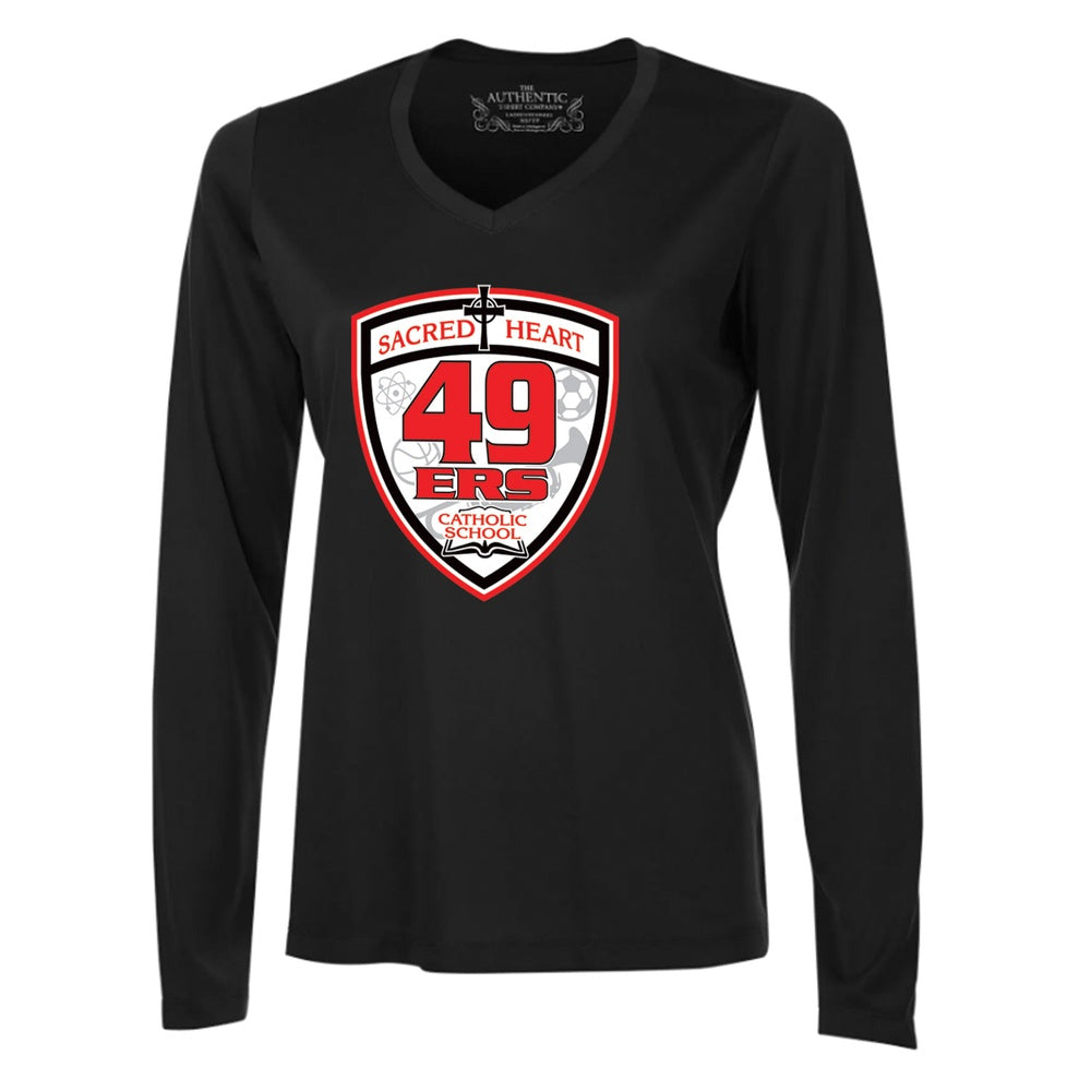 Sacred Heart Ladies' Pro Team Long Sleeve V-Neck T-Shirt
