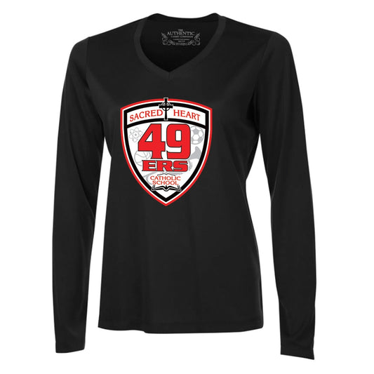 Sacred Heart Ladies' Pro Team Long Sleeve V-Neck T-Shirt