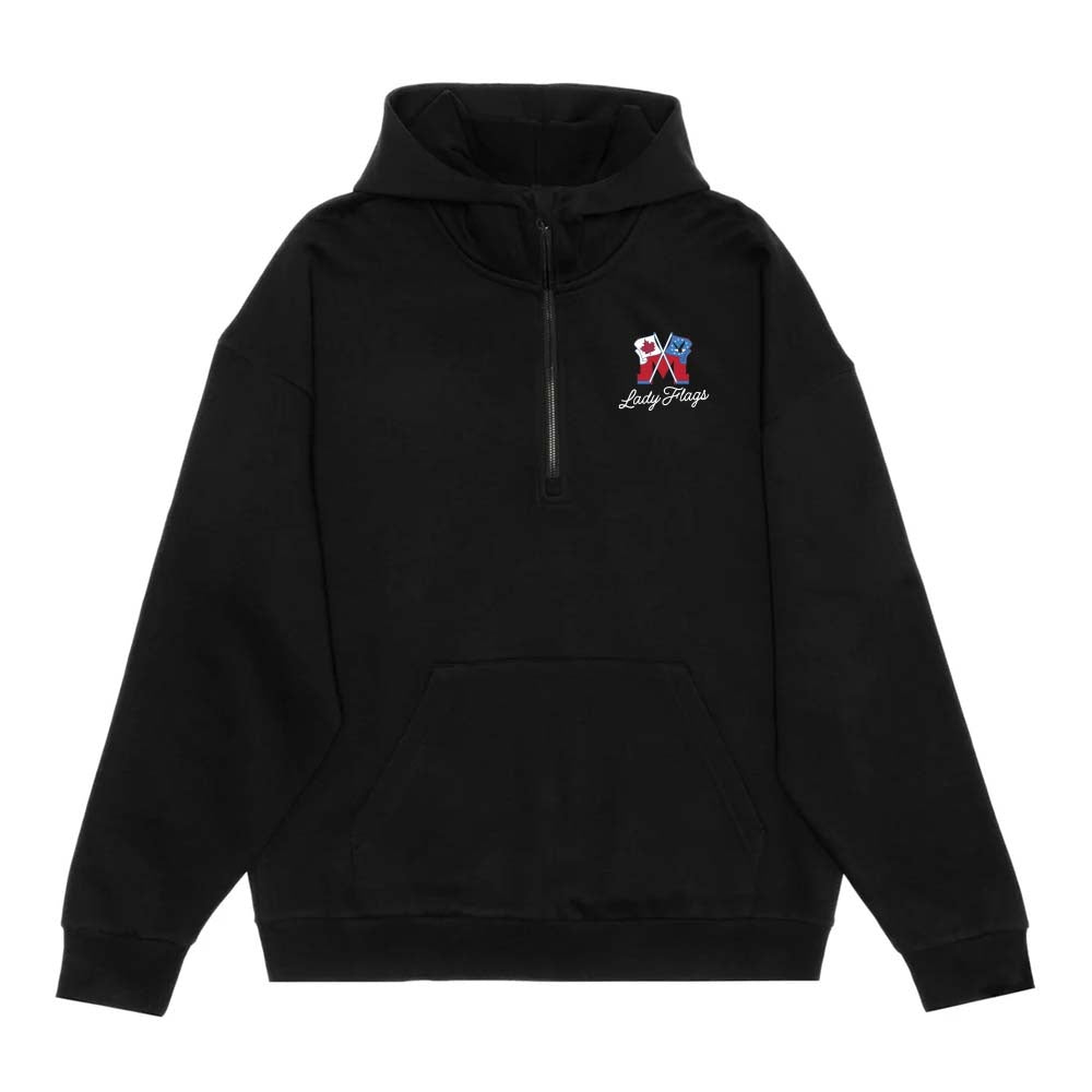 Mooretown Lady Flags Adult Drop Shoulder 1/2 Zip Hoodie