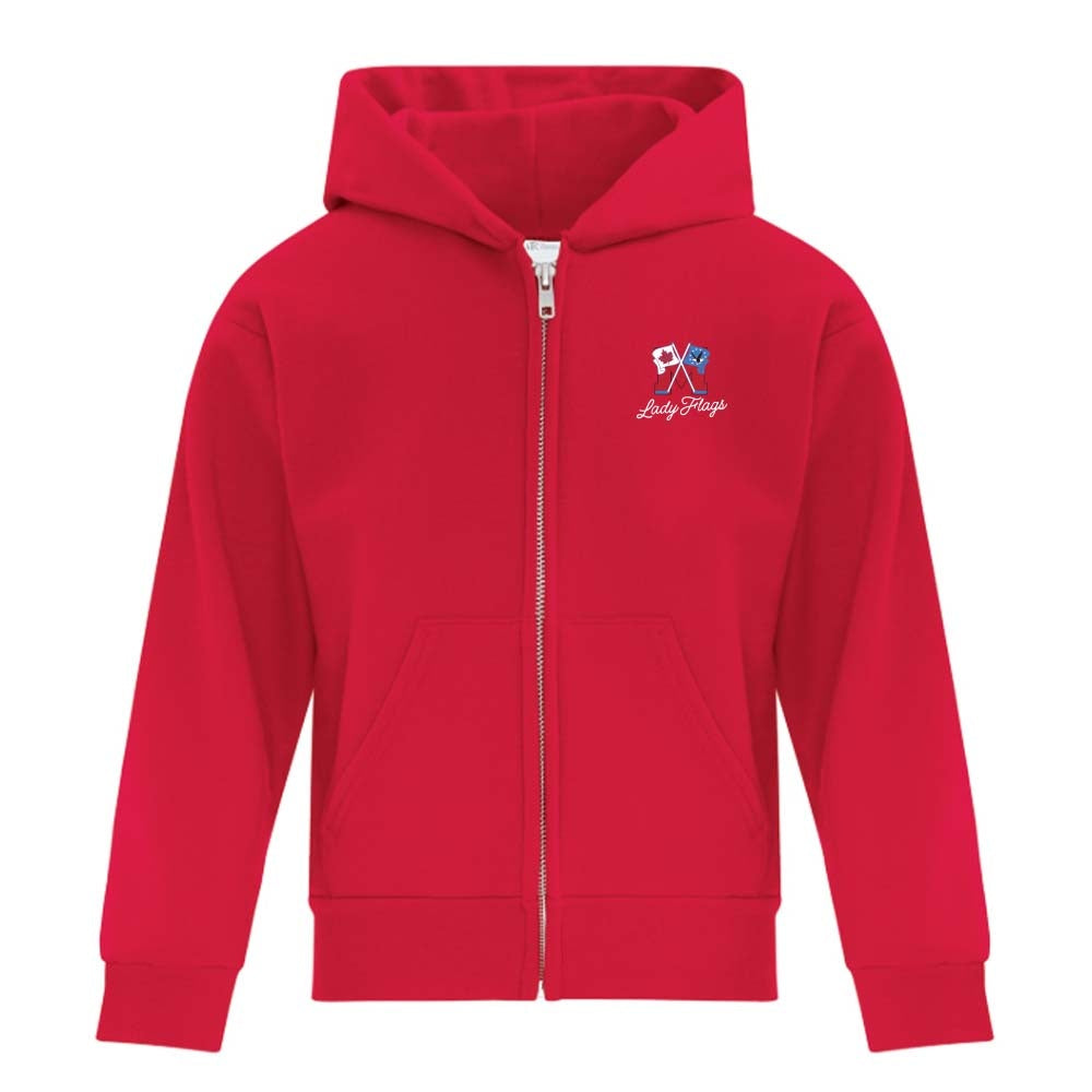 Mooretown Lady Flags Youth Fleece Full Zip Hooded Sweatshirt