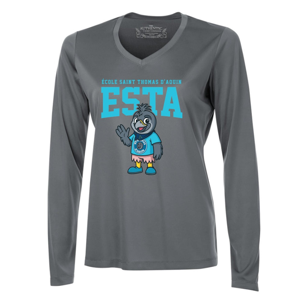 St Thomas D'Aquin Ladies' Pro Team Long Sleeve V-Neck T-Shirt